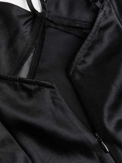 H&M Mesh-Detail Satin Slip Dress