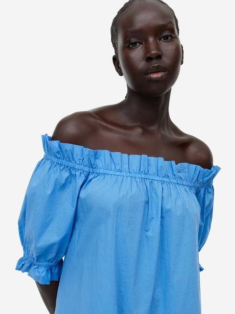 H&M Off-The-Shoulder Pure Cotton Dress