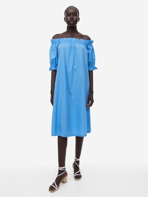 H&M Off-The-Shoulder Pure Cotton Dress