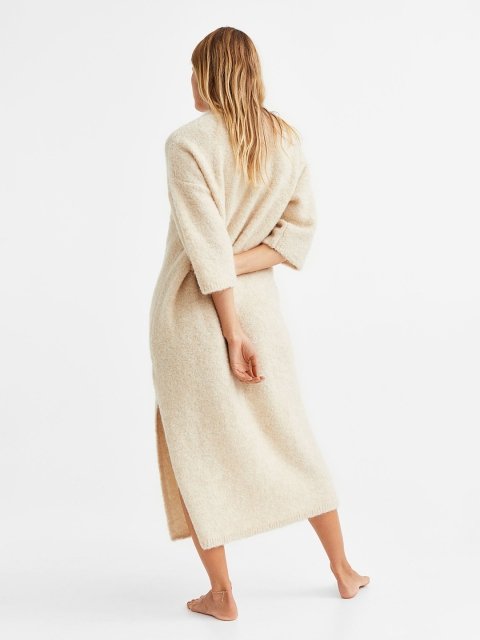 H&M Off White Wool-Blend Dress