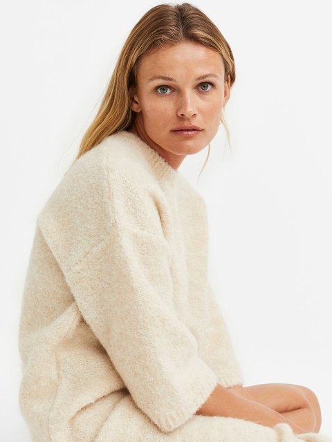 H&M Off White Wool-Blend Dress