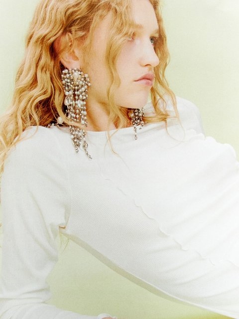 H&M Overlock-Detail Jersey Top