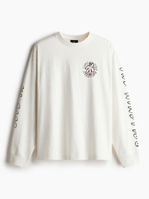 H&M Oversized Fit Printed Jersey Top