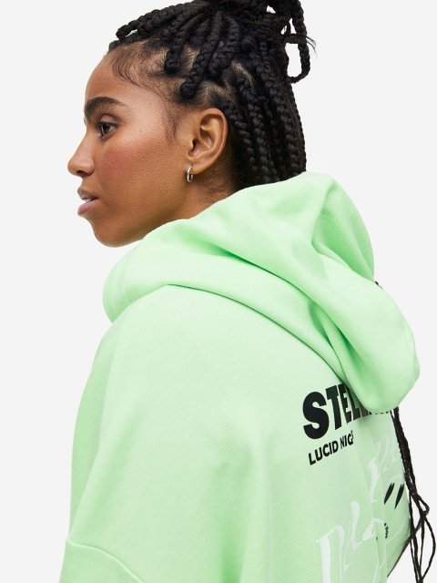 H&M Oversized Printed Zip-Through Hoodie