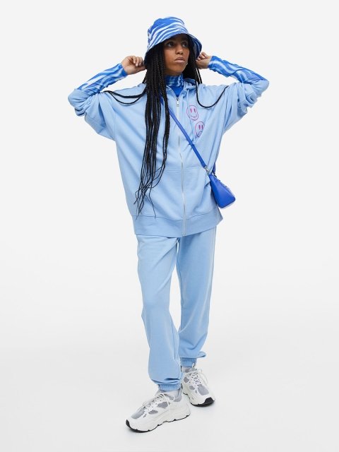 H&M Oversized Printed Zip-Through Hoodie