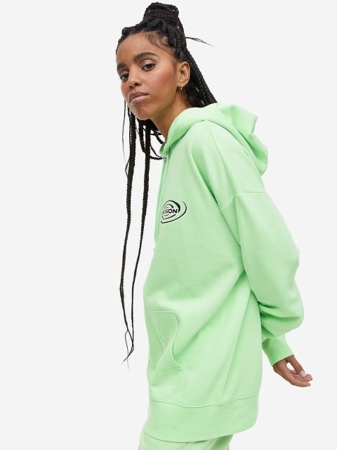 H&M Oversized Printed Zip-Through Hoodie