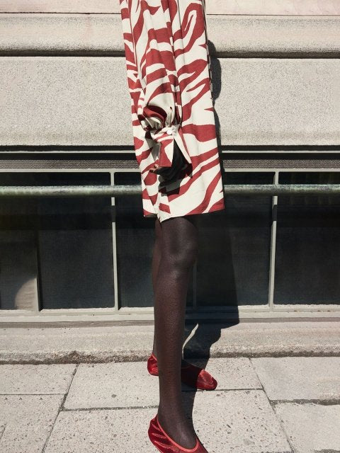 H&M Oversized Tie-Up Neck Cuffed Sleeve A-Line Dress
