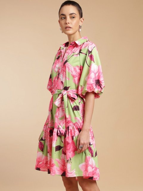 H&M Painterly Floral Collar Dress
