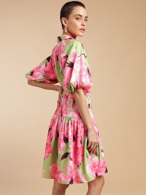 H&M Painterly Floral Collar Dress