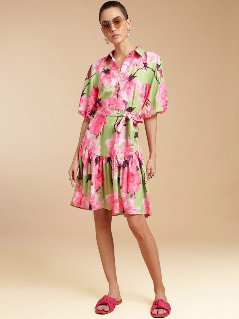 H&M Painterly Floral Collar Dress