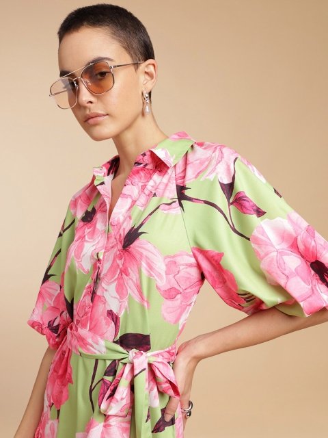 H&M Painterly Floral Collar Dress