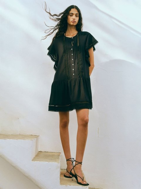 H&M Pintucked Cotton A-Line Dress