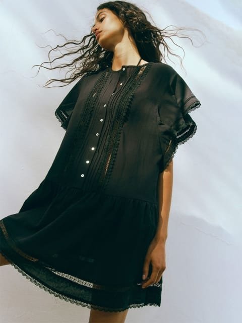 H&M Pintucked Cotton A-Line Dress