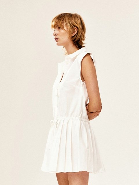 H&M Pleated-Skirt Shoulder-Pad Dress