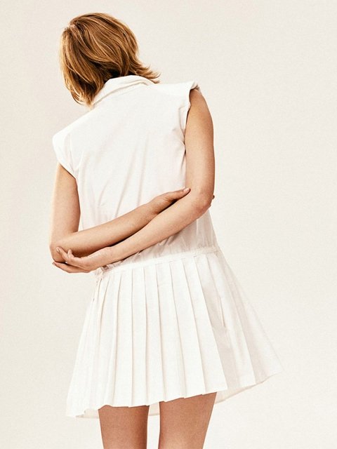H&M Pleated-Skirt Shoulder-Pad Dress