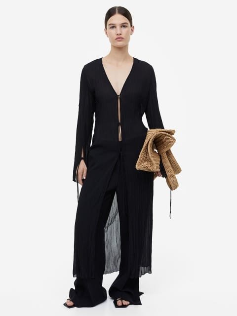 H&M Pleated Tie-Front Dress