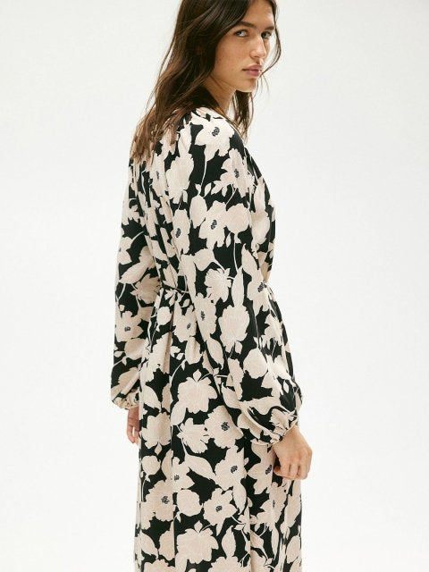 H&M Printed Balloon-Sleeved Dress