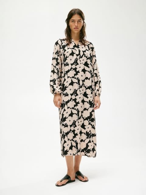 H&M Printed Balloon-Sleeved Dress