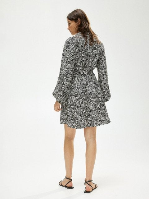 H&M Printed Balloon-Sleeved Shirt Dress
