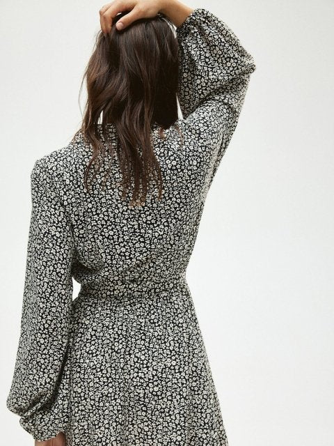 H&M Printed Balloon-Sleeved Shirt Dress
