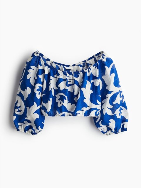 H&M Printed Cropped Blouse