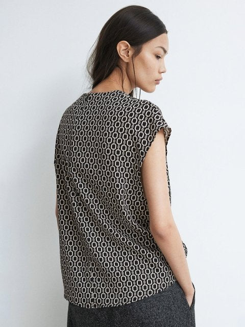 H&M Printed Draped Blouse