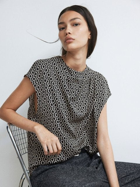 H&M Printed Draped Blouse