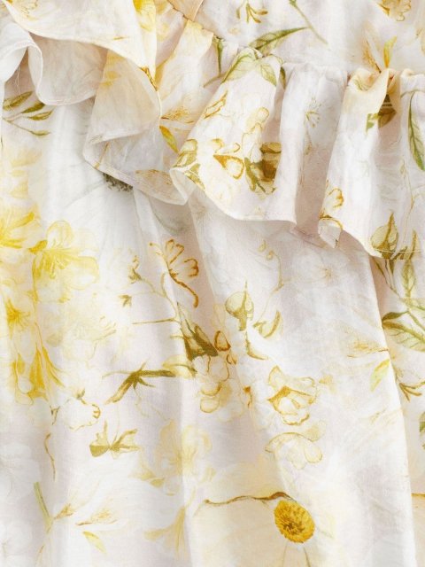 H&M Printed Frill-Trimmed Midi Dress