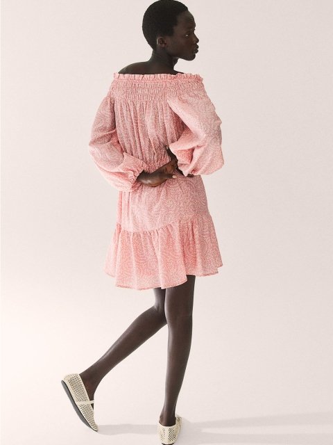 H&M Printed Off-The-Shoulder Dress