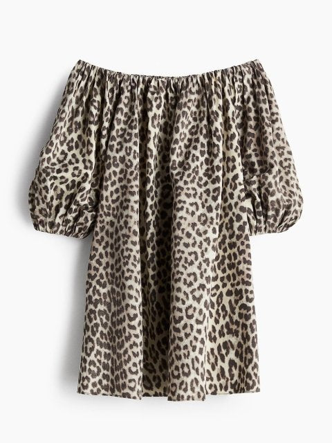 H&M Printed Off The Shoulders Dress