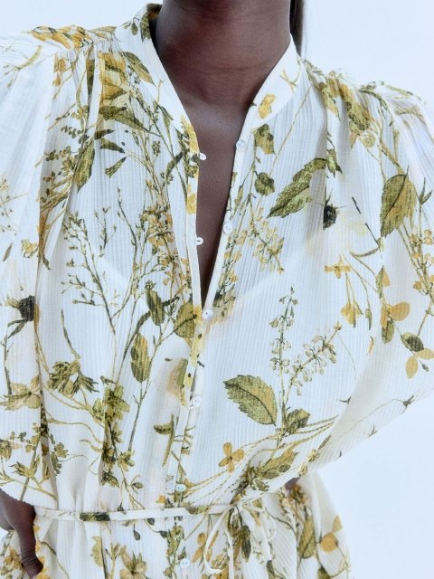 H&M Printed Oversized Crinkled Dress
