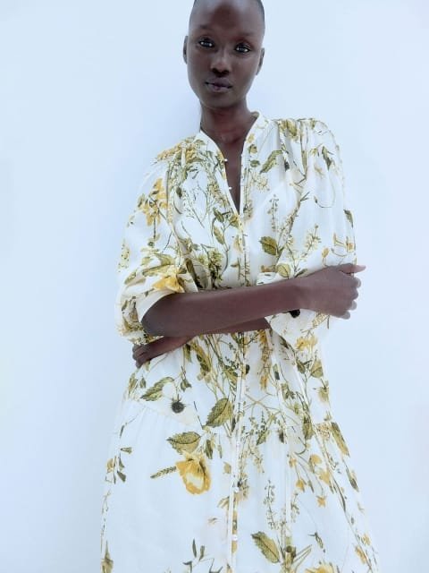 H&M Printed Oversized Crinkled Dress