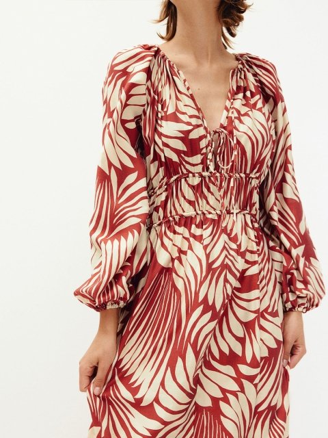 H&M Printed Oversized Drawstring-Detail Dress
