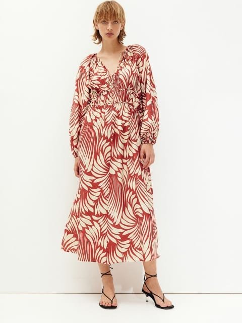 H&M Printed Oversized Drawstring-Detail Dress
