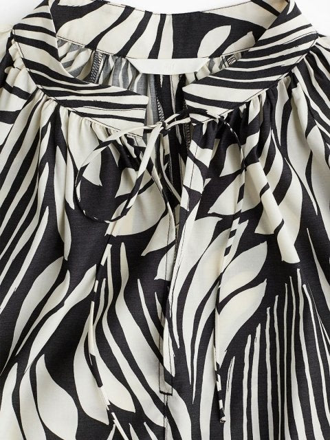 H&M Printed Oversized Tie-Detail A-Line Dress