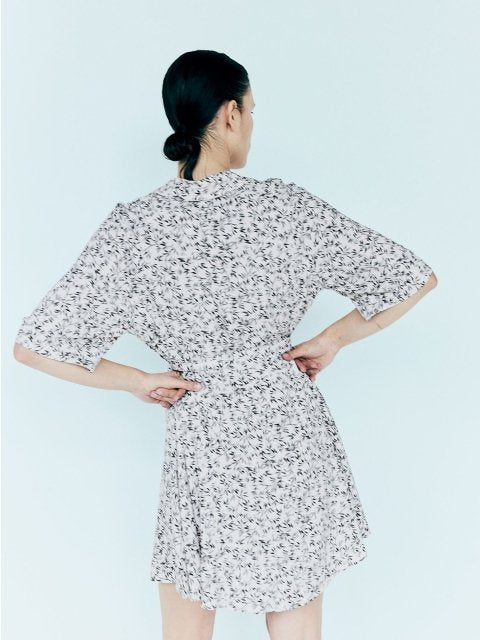 H&M Printed Tie-Belt Shirt Dress