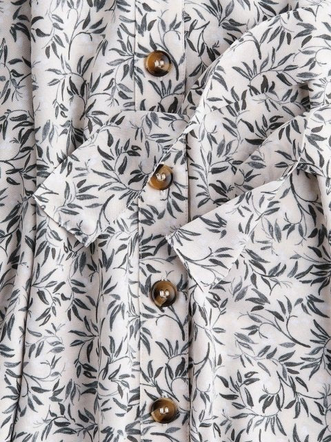 H&M Printed Tie-Belt Shirt Dress