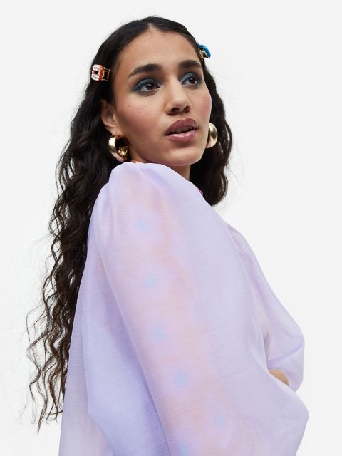 H&M Puff-Sleeved Organza Dress