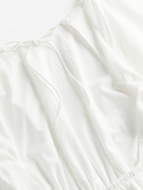 H&M Pure Cotton Balloon-Sleeved Open-Backed Dress