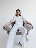 H&M Pure Cotton Broderie-Anglaise-Sleeve Top