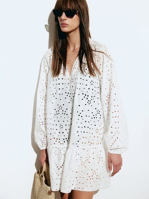 H&M Pure Cotton Broderie Anglaise Tunic Dress