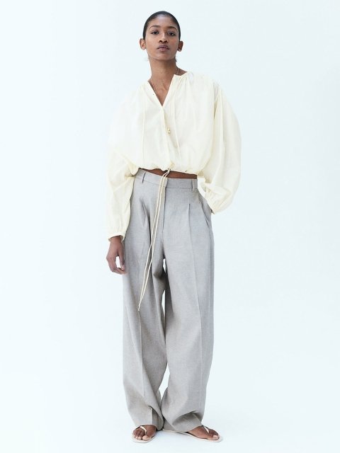 H&M Pure Cotton Drawstring Blouse
