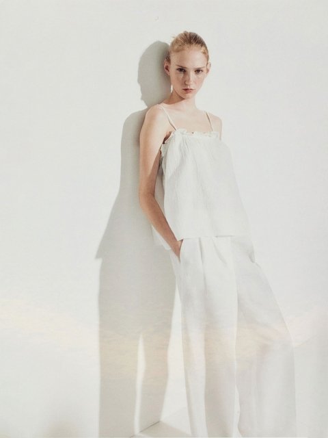 H&M Pure Cotton Frill-Trimmed Strappy Top
