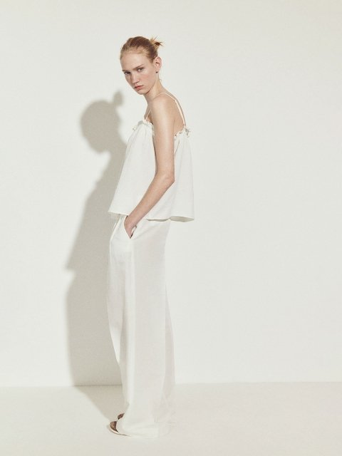 H&M Pure Cotton Frill-Trimmed Strappy Top