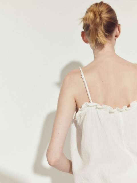 H&M Pure Cotton Frill-Trimmed Strappy Top