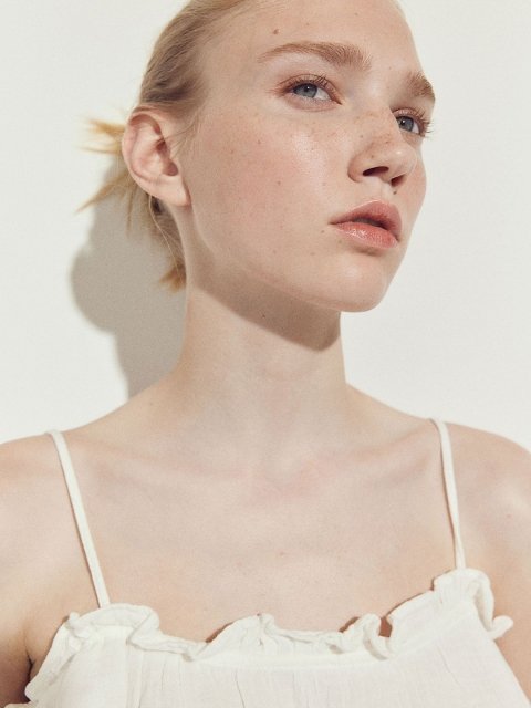 H&M Pure Cotton Frill-Trimmed Strappy Top
