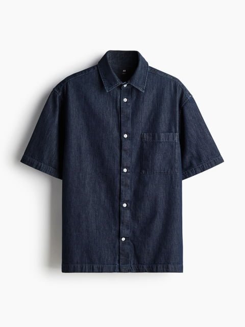 H&M Pure Cotton Loose Fit Denim Shirt