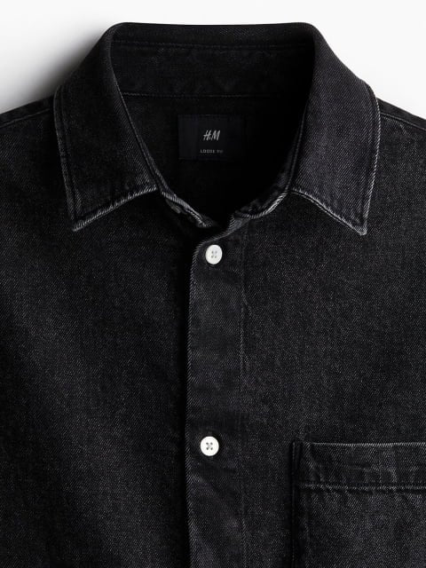 H&M Pure Cotton Loose Fit Denim Shirt