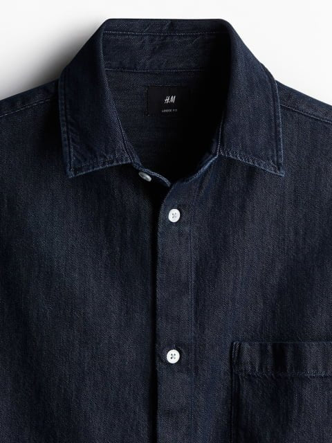 H&M Pure Cotton Loose Fit Denim Shirt