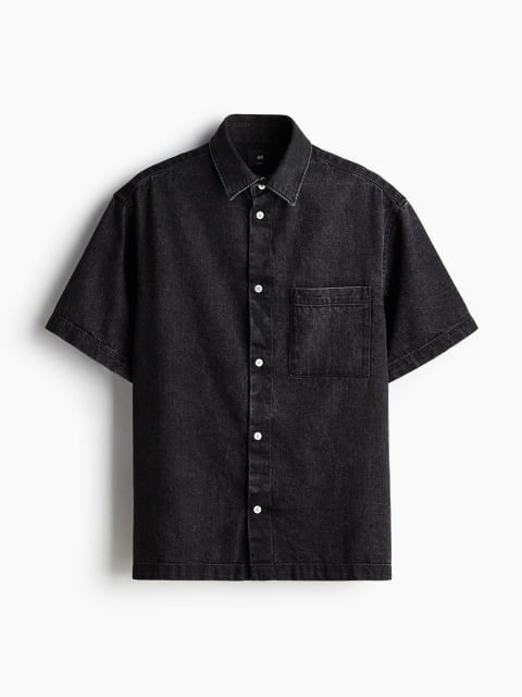 H&M Pure Cotton Loose Fit Denim Shirt
